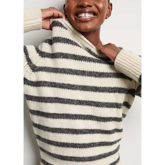 Alex Mill Raya Striped Sweater in White/Ash, Size M - Picture 1 of 9